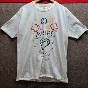 Vintage 80s Artist Ken Done ARIES Zodiac Graphic Short Sleeve Tee M L
